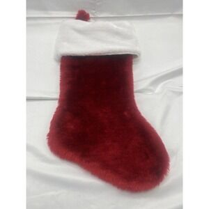CHRISTMAS Holiday Stocking red with white cuff plush very soft medium